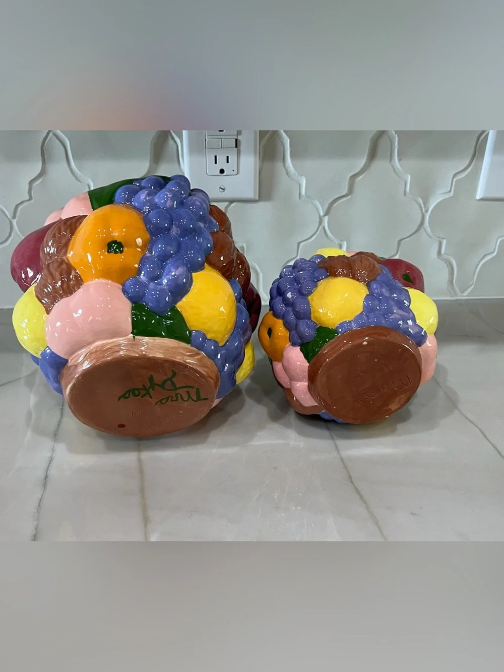 Vintage Colorful Ceramic Fruit Canister Set - Multicolor